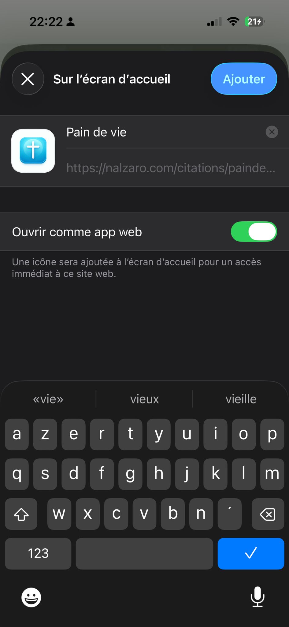 Ajouter à l'écran d'accueil